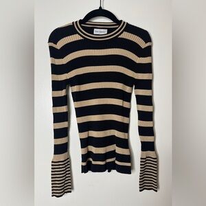 Black and Gold Striped Ribbed Top